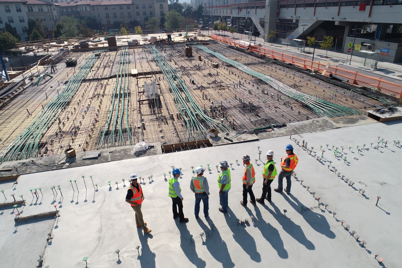 A crew on a poured slab